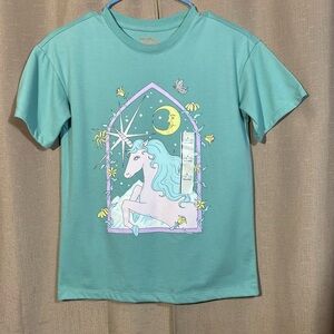 NWT Cat & Jack 10/12 Teal Unicorn Tee